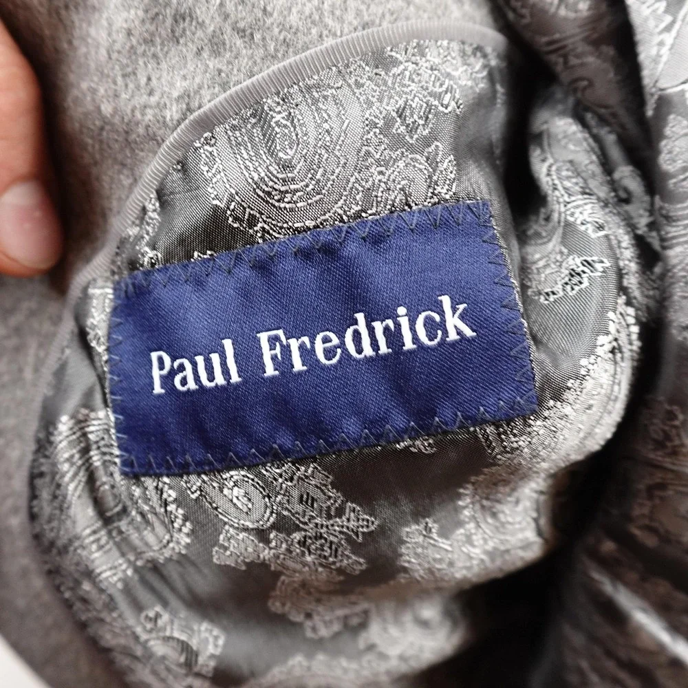 Paul Fredrick Blazer Mens 42 Gray Cashmere Sport Coat Suit Jacket Paisley‎ Lined